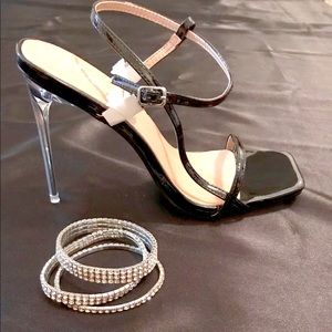 Open toe strap heels